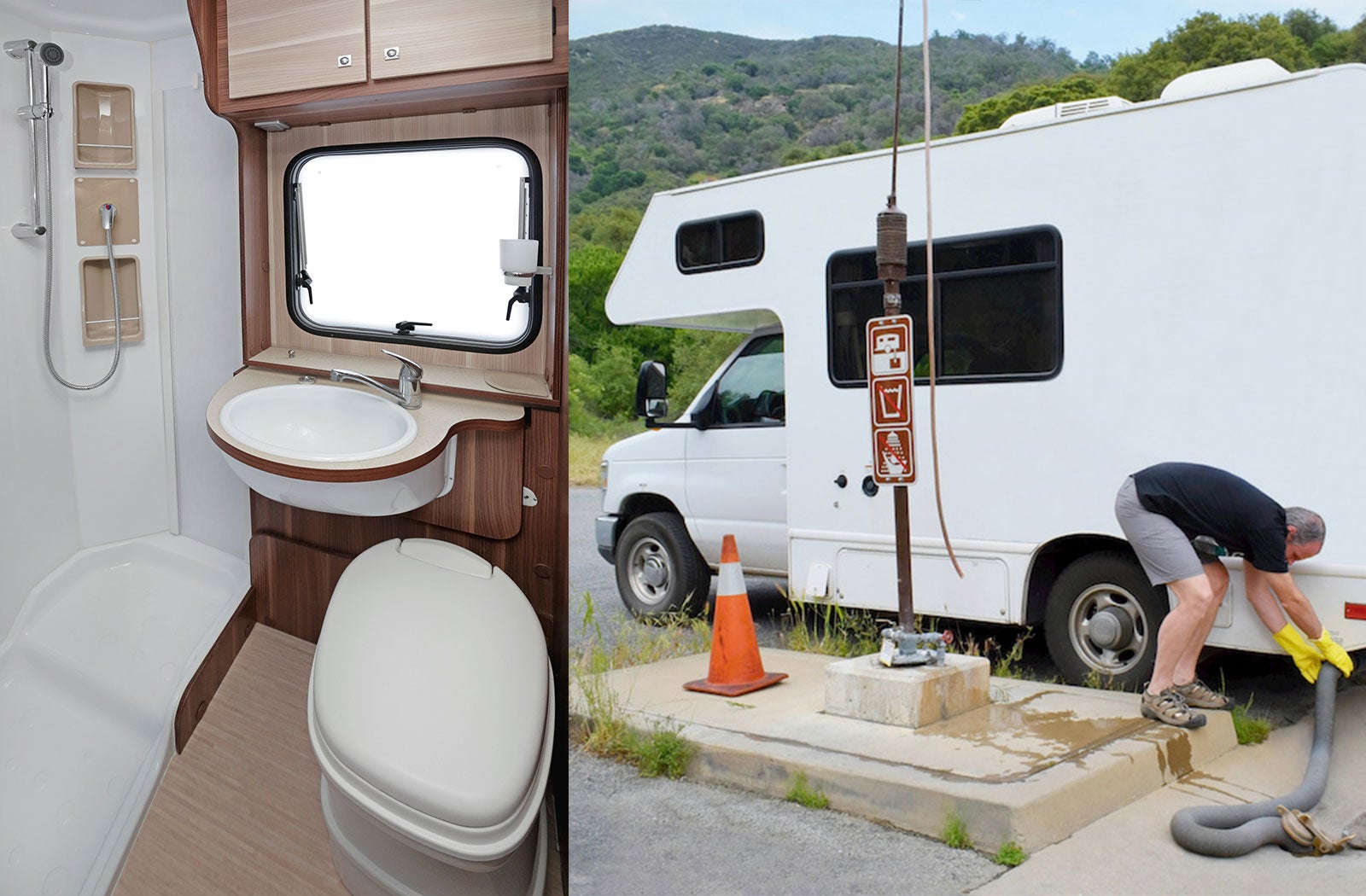 Portable RV/camper toilet and holding tank setup in Beaver Dam, Wisconsin