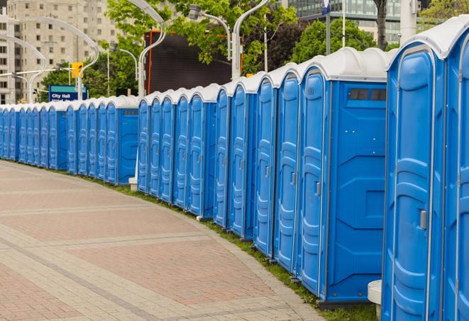 Seasonal porta potty units set up at a Beaver Dam, Wisconsin venue